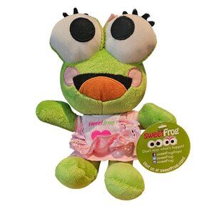 SweetFrog Plush Frog Stuffed Animal Toy Pink Heart Dress Girl Froggy 8" Froyo